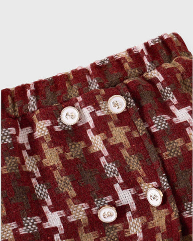 3 pcs Baby Girl Pea Coat and Plaid Skirt Set