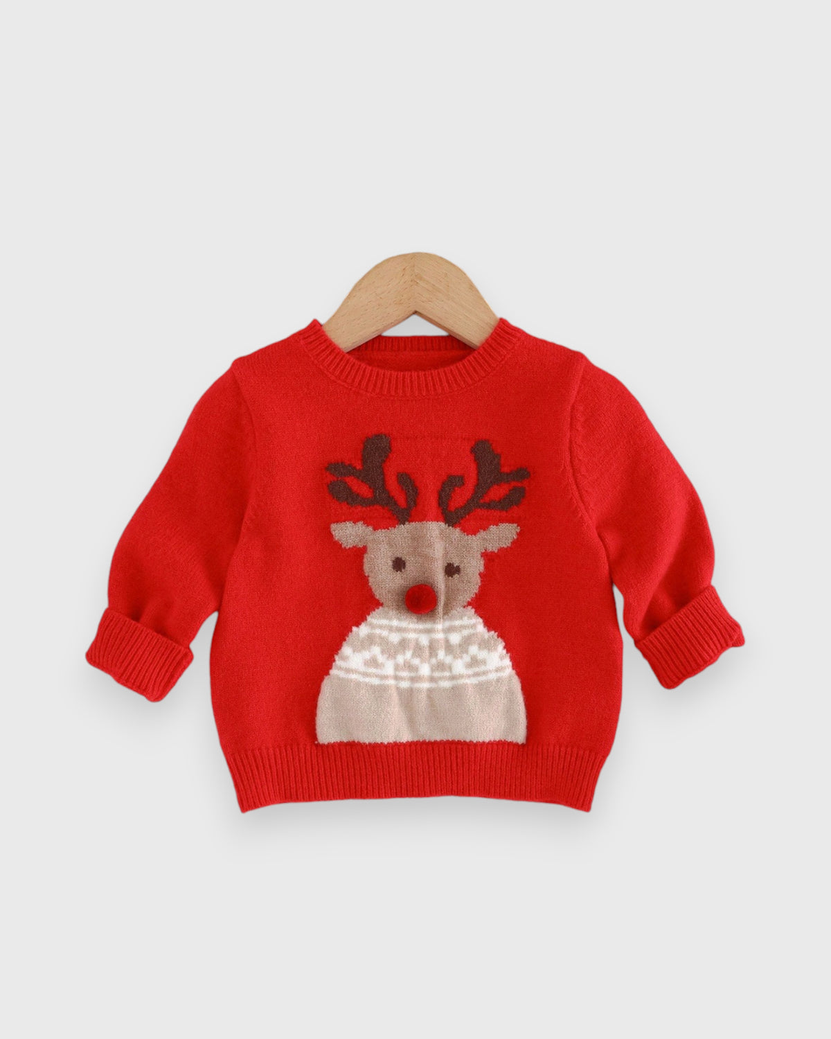 Baby Knitted Red Nose Reindeer Sweater