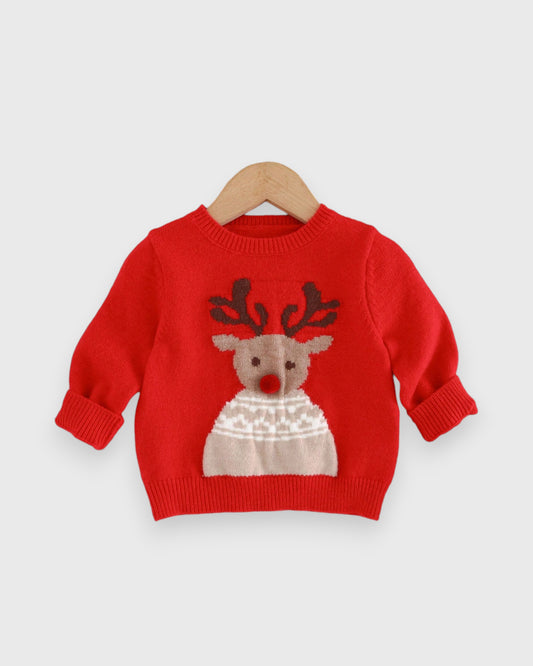 Baby Knitted Red Nose Reindeer Sweater