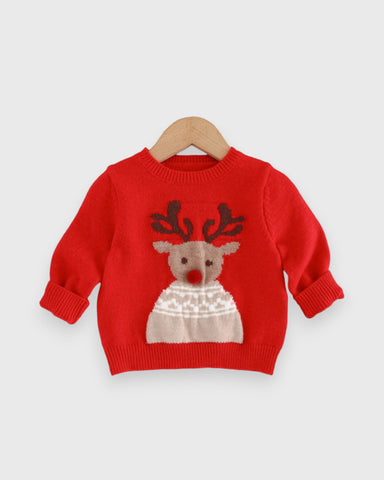 Baby Knitted Red Nose Reindeer Sweater