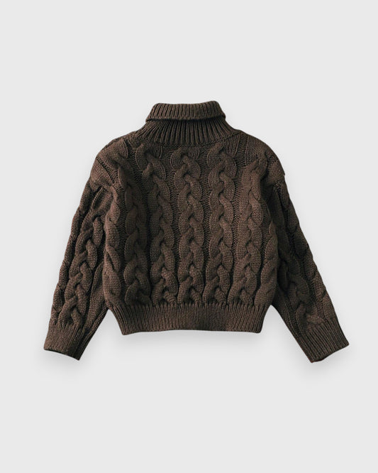 Baby Knitted Red Cable Turtle Neck Sweater