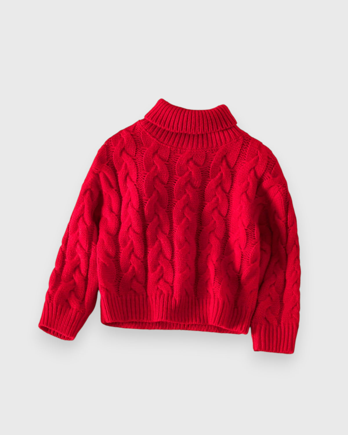 Baby Knitted Red Cable Turtle Neck Sweater