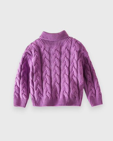 Baby Knitted Red Cable Turtle Neck Sweater