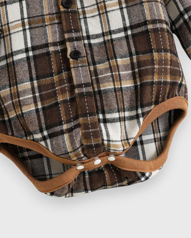 Baby Boy Corduroy Overall Pants with Plaid Bodysuit