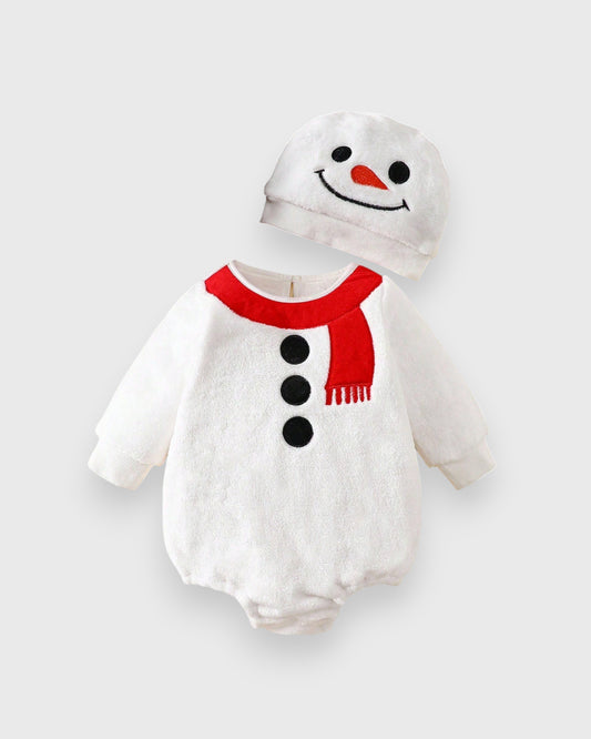 2 Pc Baby Velvet Snowman Bodysuit