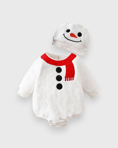 2 Pc Baby Velvet Snowman Bodysuit
