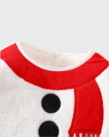 2 Pc Baby Velvet Snowman Bodysuit