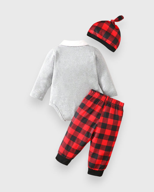 2 Pc Baby Boy Buffalo Plaid Santa Set