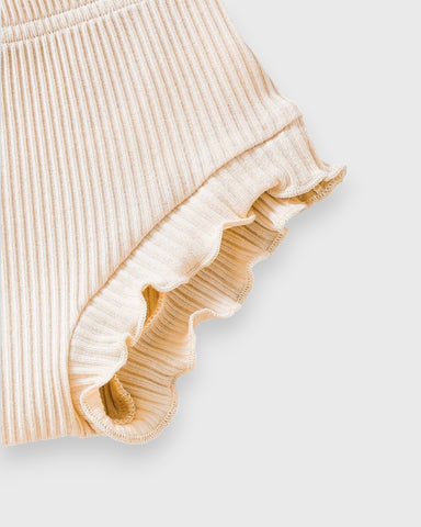 2 Pcs Baby Girl Daisy Rib Cami Sheer Peplum top with Shorts Set