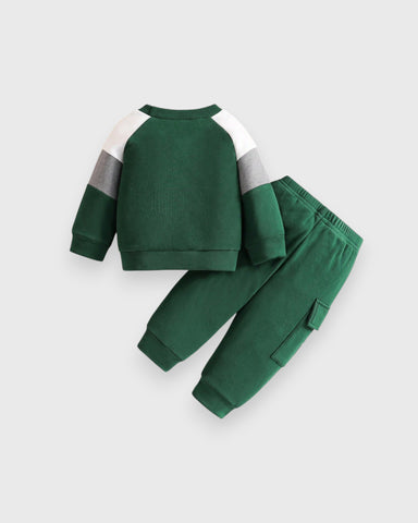 2 Pc Baby Color Block Sweat Suit