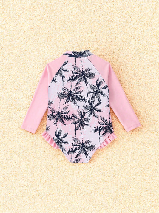 Baby Girl Palm Tree One Piece Swimsuit
