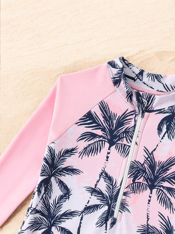 Baby Girl Palm Tree One Piece Swimsuit