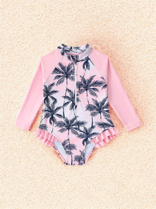 Baby Girl Palm Tree One Piece Swimsuit