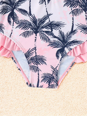 Baby Girl Palm Tree One Piece Swimsuit
