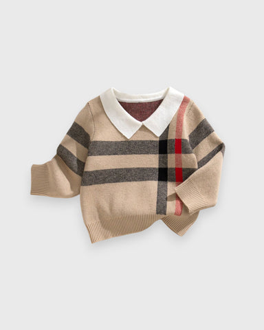 Baby Boy Nova Check Collar Sweater