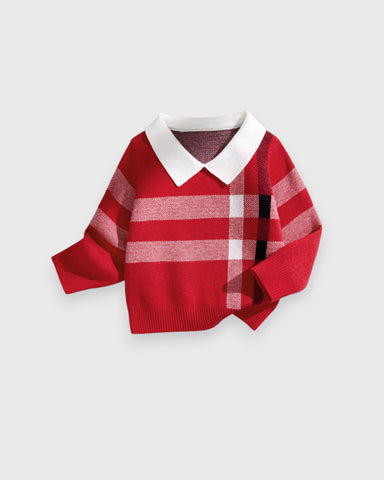 Baby Boy Nova Check Collar Sweater