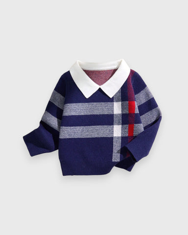 Baby Boy Nova Check Collar Sweater