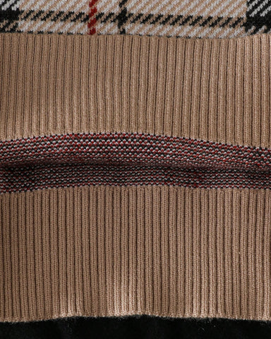 Toddler Boys Plaid Crew neck Knit Collared Sweater