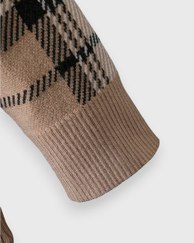 Toddler Boys Plaid Crew neck Knit Collared Sweater