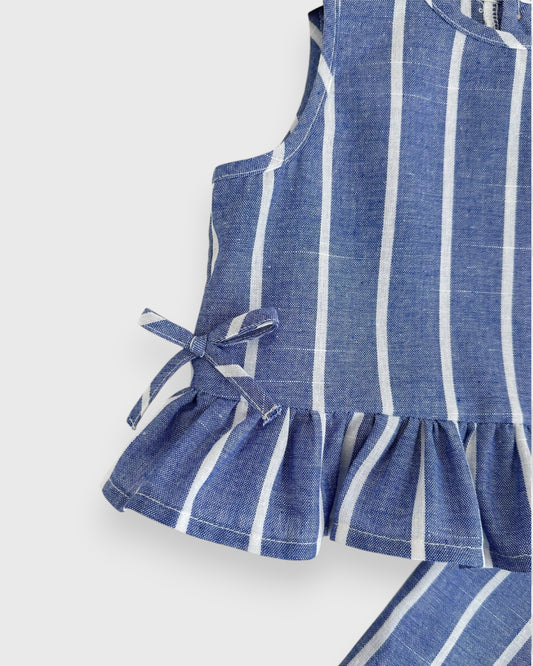 2 Pc Baby Girl Stripe Peplum Wide Leg Set