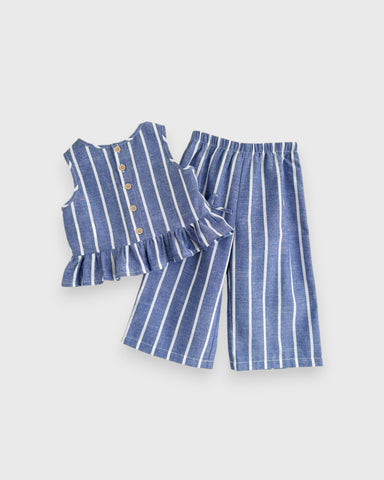 2 Pc Baby Girl Stripe Peplum Wide Leg Set
