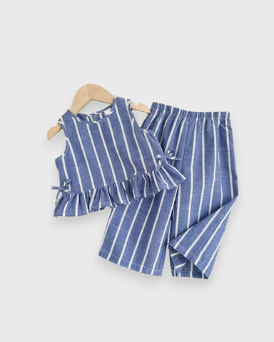 2 Pc Baby Girl Stripe Peplum Wide Leg Set