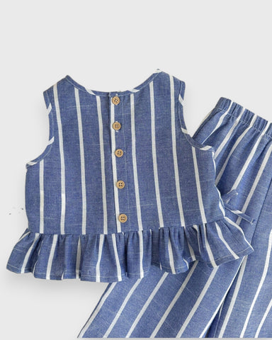 2 Pc Baby Girl Stripe Peplum Wide Leg Set