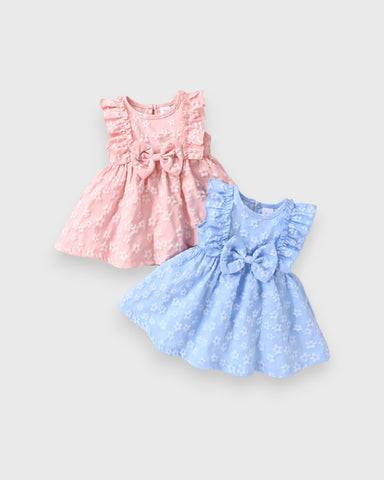 Set of 2 Flower Emboss Dress