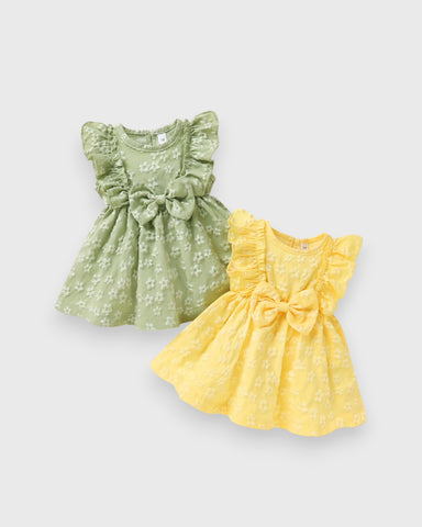 Set of 2 Flower Emboss Dress