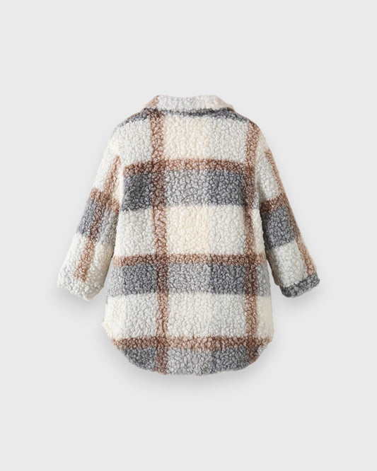 Girls Sherpa Plaid Shacket
