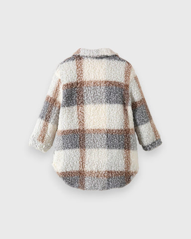 Girls Sherpa Plaid Shacket