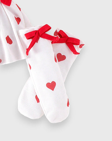 3 Piece Baby Girl Hearts Bodysuit Set