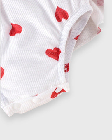 3 Piece Baby Girl Hearts Bodysuit Set