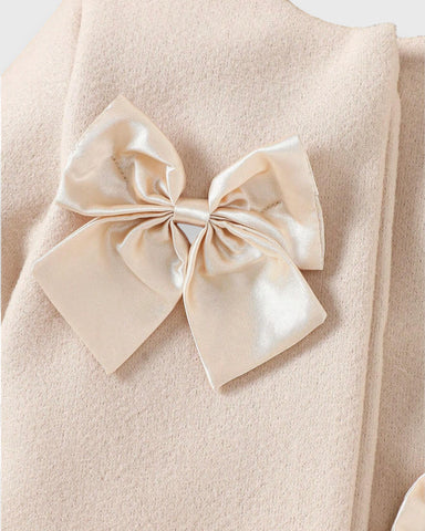 2 Pc Baby Girl Coat with Satin Bow Detail