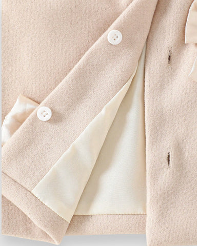 2 Pc Baby Girl Coat with Satin Bow Detail