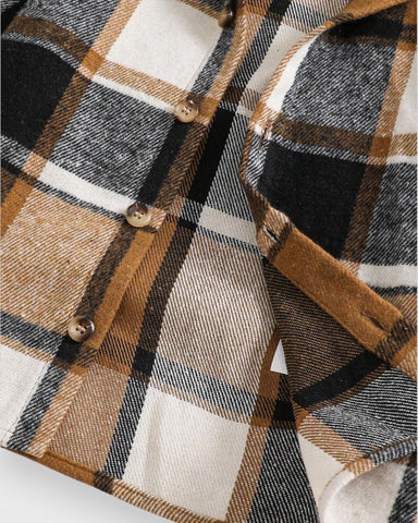 Toddler Boy Hooded Plaid Shirt