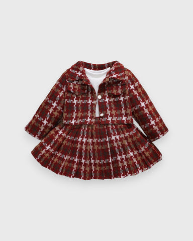 3 Pc Baby Girls Houndstooth Tweed Set