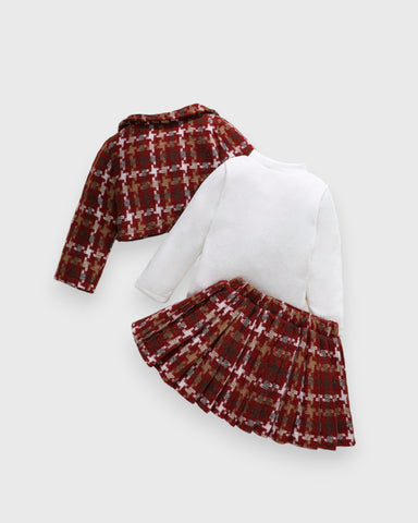 3 Pc Baby Girls Houndstooth Tweed Set