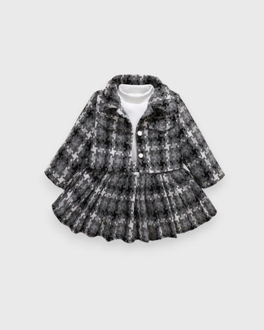 3 Pc Baby Girls Houndstooth Tweed Set