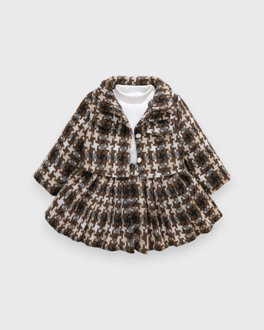 3 Pc Baby Girls Houndstooth Tweed Set