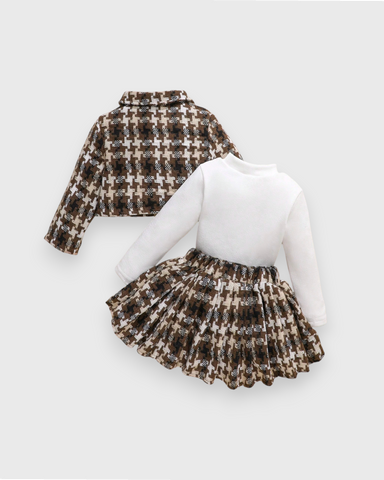 3 Pc Baby Girls Houndstooth Tweed Set