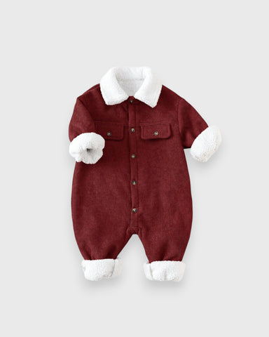 Baby Boy Fleece Lined Corduroy Romper