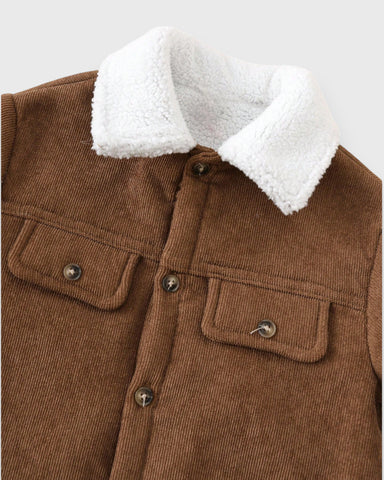 Baby Boy Fleece Lined Corduroy Romper