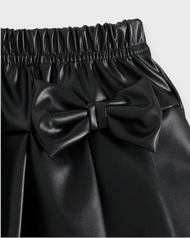 Baby Girl Fuzzy Shirt with Pleather Skirt