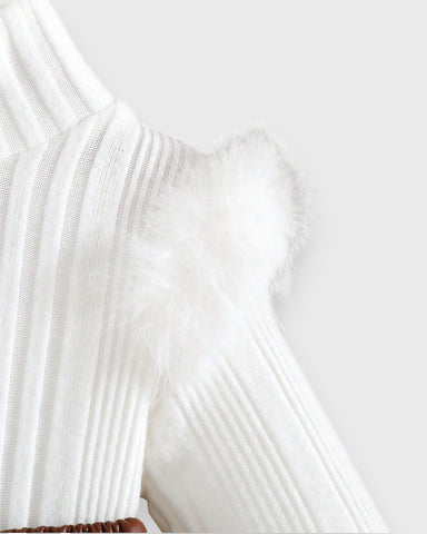 Baby Girl Fuzzy Shirt with Pleather Skirt