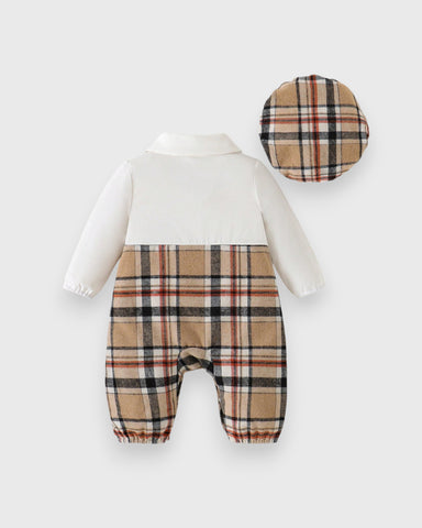 2 Pc Baby Boy Holiday Faux Plaid Overall Set