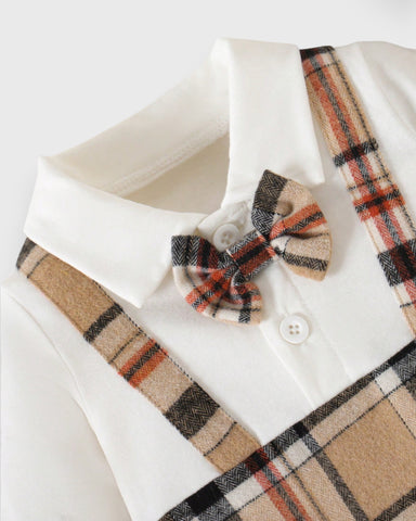 2 Pc Baby Boy Holiday Faux Plaid Overall Set