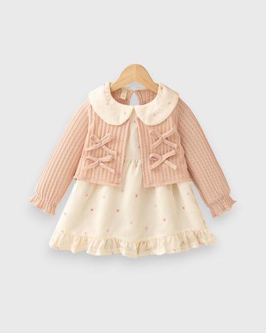 Baby Girl 2 in 1 Faux cardigan Darling Dress