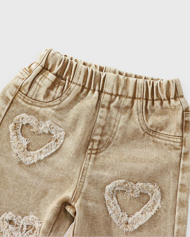 Baby Girl Heart Patch Wide Jeans
