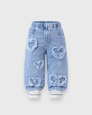 Baby Girl Heart Patch Wide Jeans